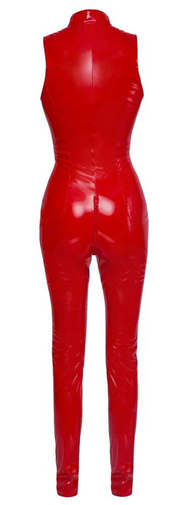 Black Level rode lak jumpsuit met 2-wegrits