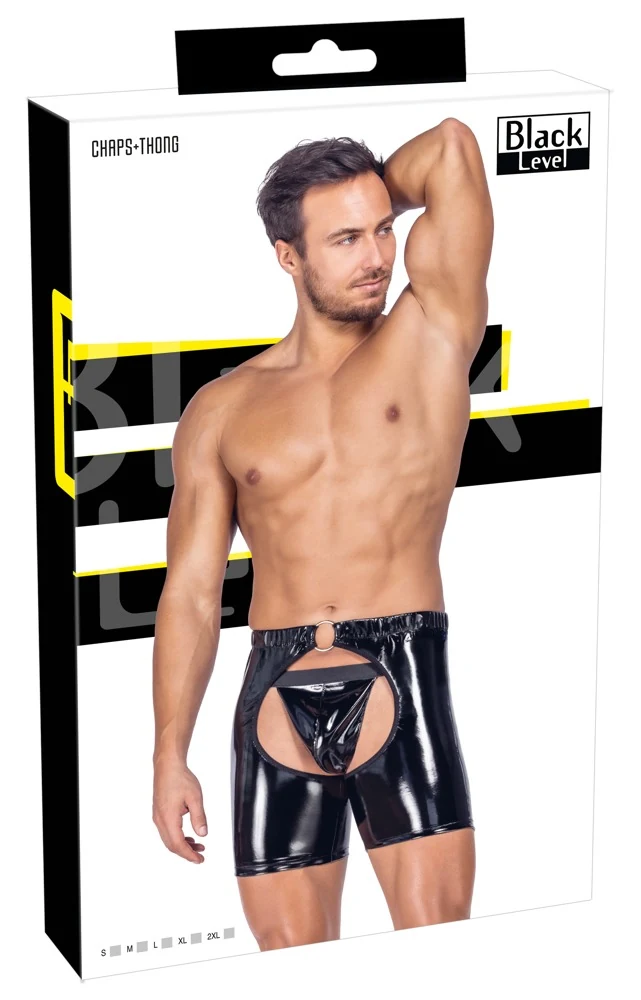 Black Level vinyl chaps met string