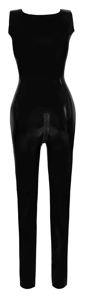 Mouwloze latex catsuit met 3-weg ritssluiting