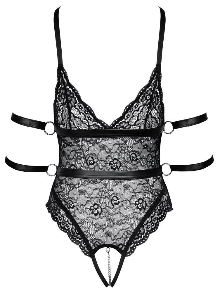 Cottelli Bondage oversized kanten body met enkelbandjes