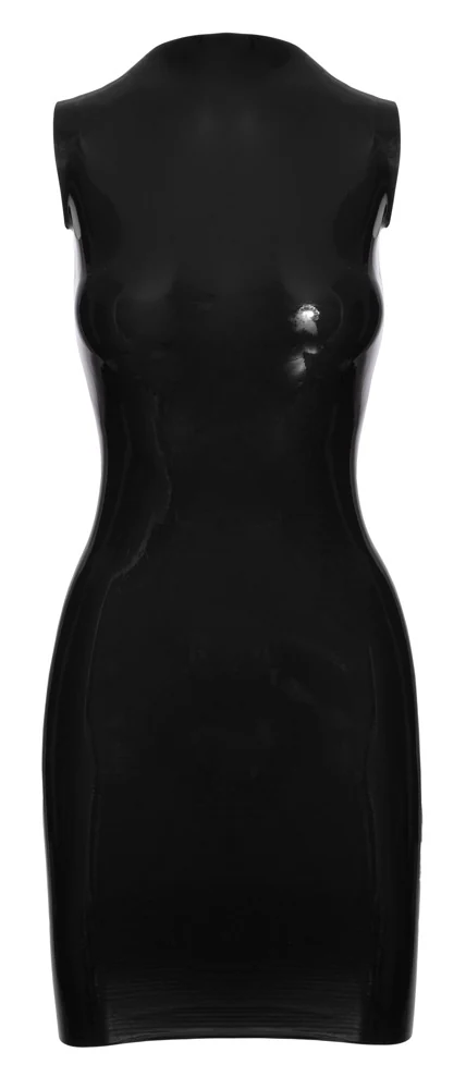 Zwarte latex minijurk met rits