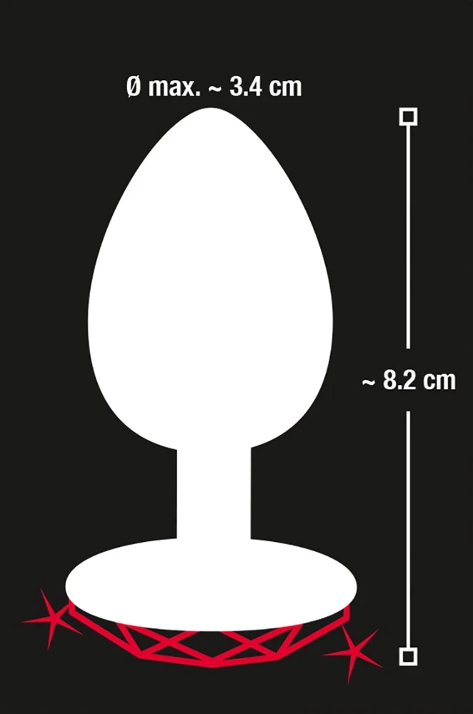Diamond Anal Plug Medium met rood hart