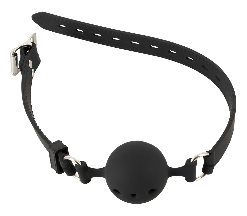 Zwarte silicone gag met luchtgaten