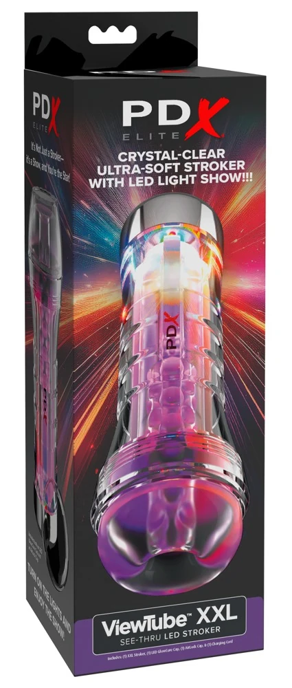 PDX Elite ViewTube XXL See-Thru EZ-Grip LED Stroker Clear