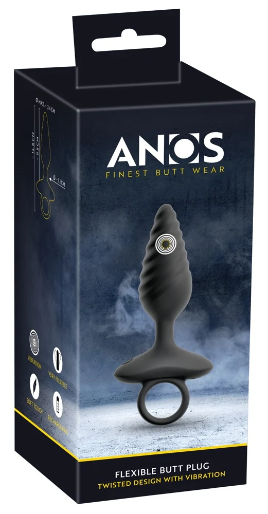 ANOS Flexible Butt Plug Twisted Design met Vibraties