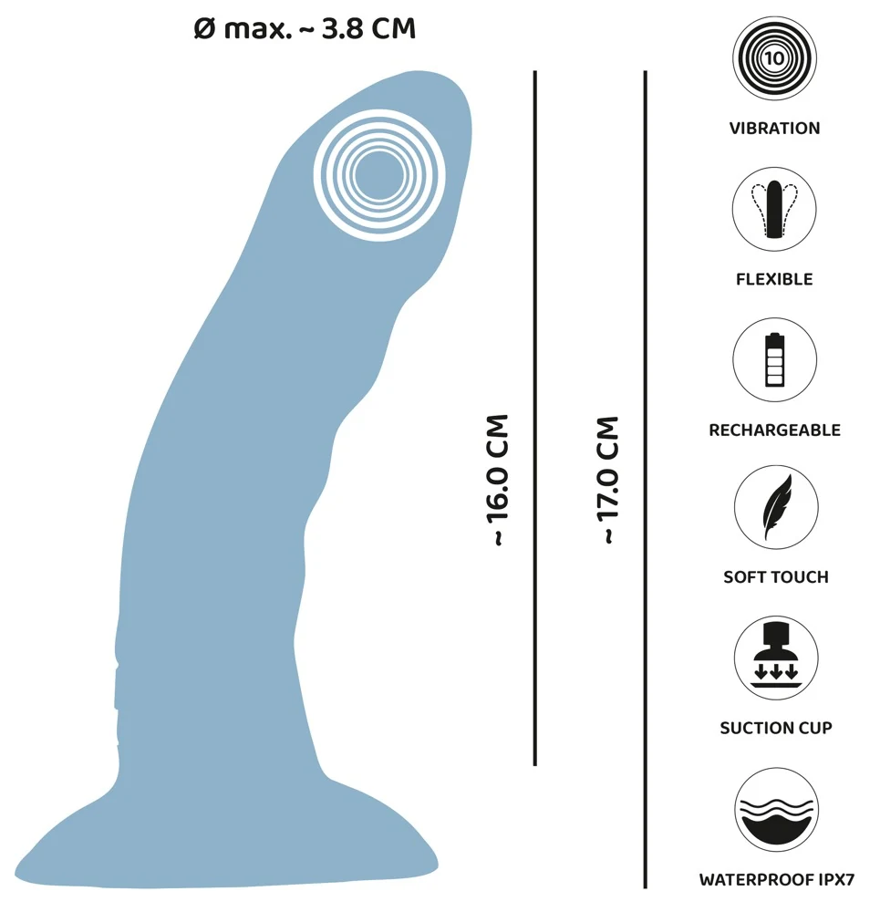 You2Toys Heart Guy Blue vibrator met zuigvoet