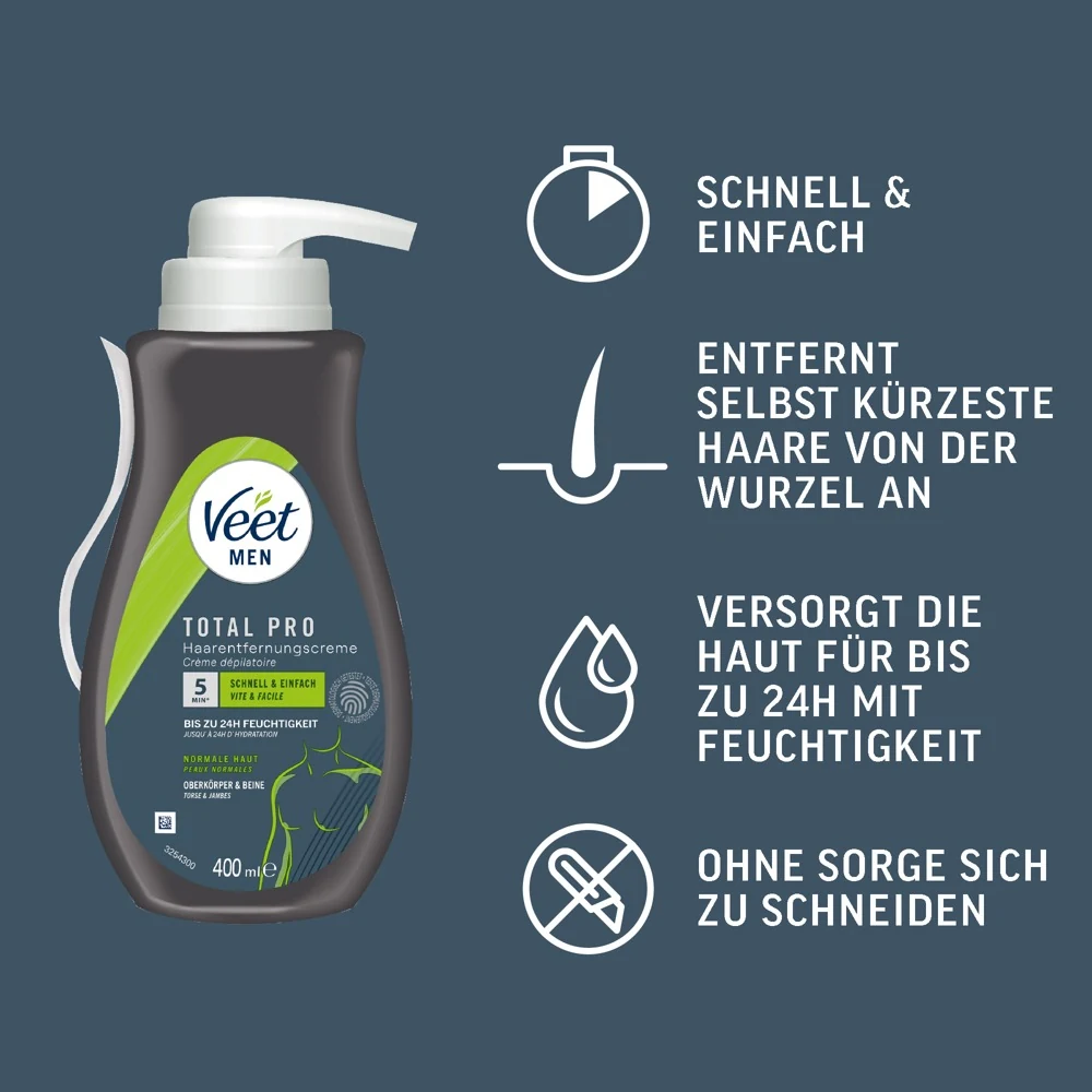 Veet Men TOTAL PRO ontharingscrème 400 ml