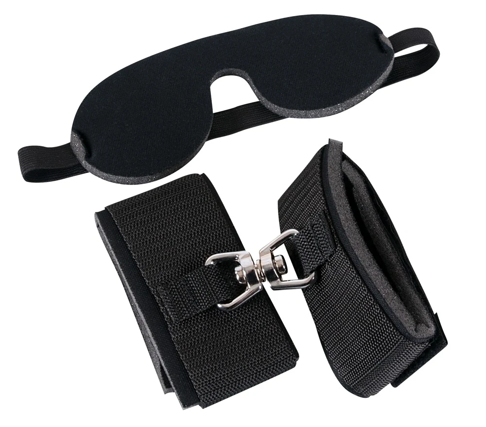 Bondage set met gevoerde handboeien en blinddoek