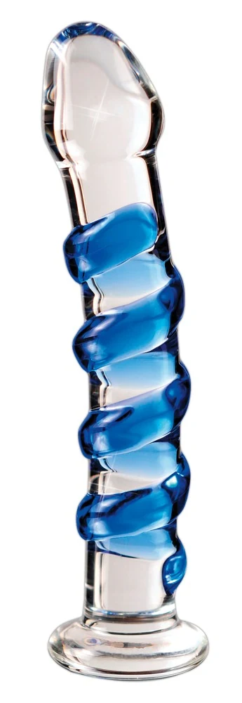 Handgemaakte glazen dildo met spiraal en standaard