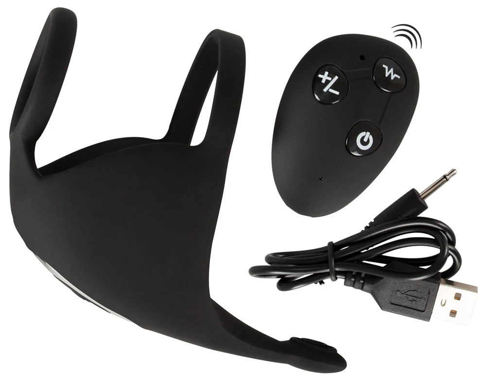 Rebel cockring met afstandsbediening en testikelvibrator