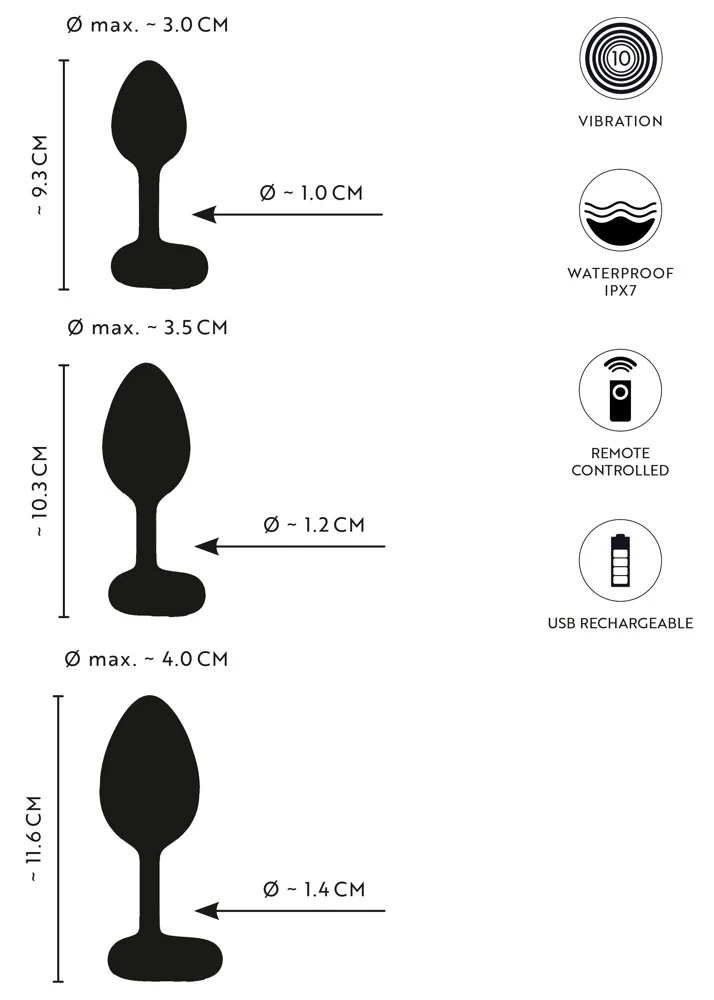 RC Butt Plug Set met Vibratie