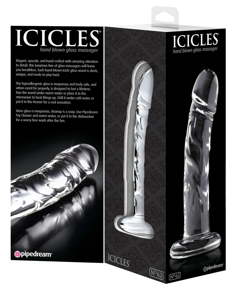 Handgemaakte glazen dildo warm of koud 18 cm