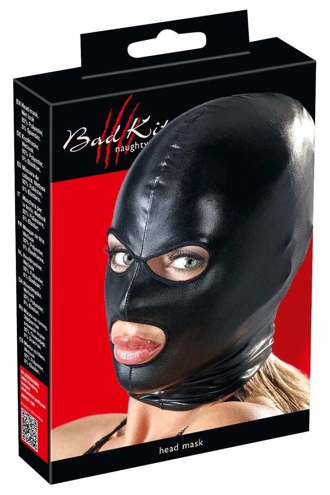 Wetlook hoofdmasker met oog- en mondopening