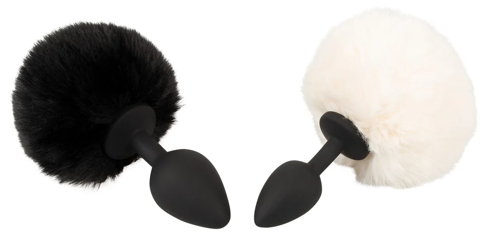 Anaalplug met zwarte bunny tail maat M