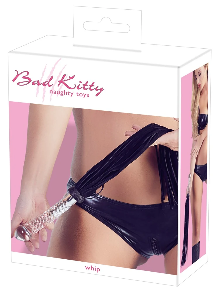 Bad Kitty flogger met glazen dildohandvat
