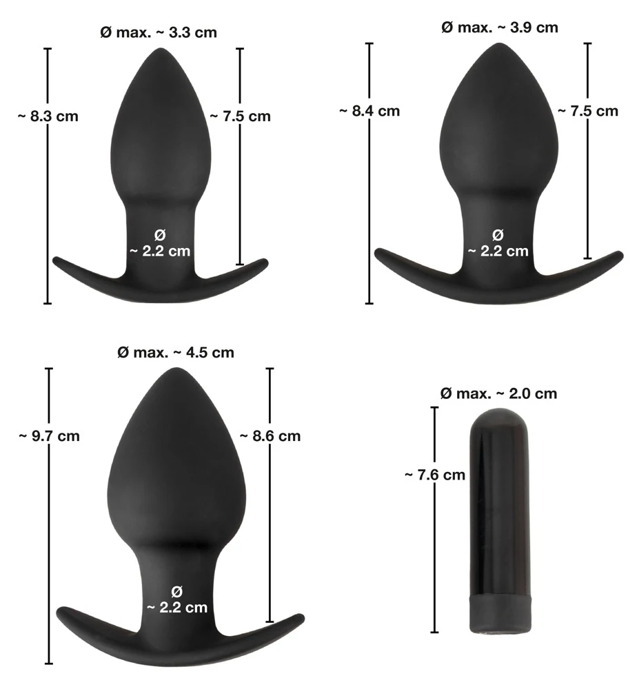 Black Velvets buttplug set met vibrobullet