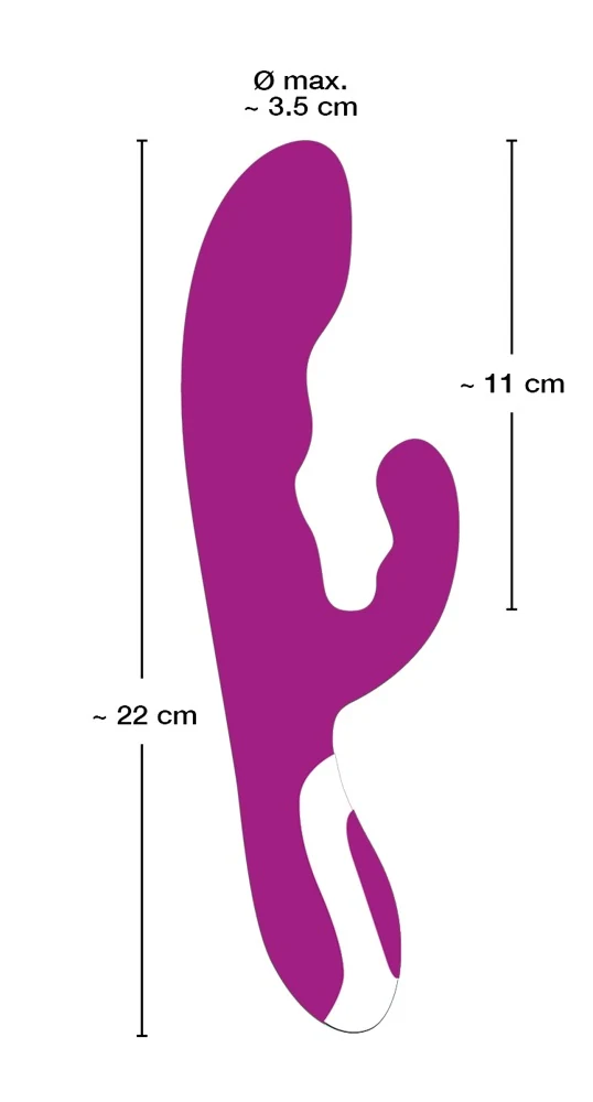 Paarse vibrator met warmtefunctie en clitorisstimulator