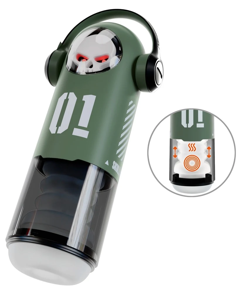 Rebel Skull masturbator met vibratie, warmte en massage