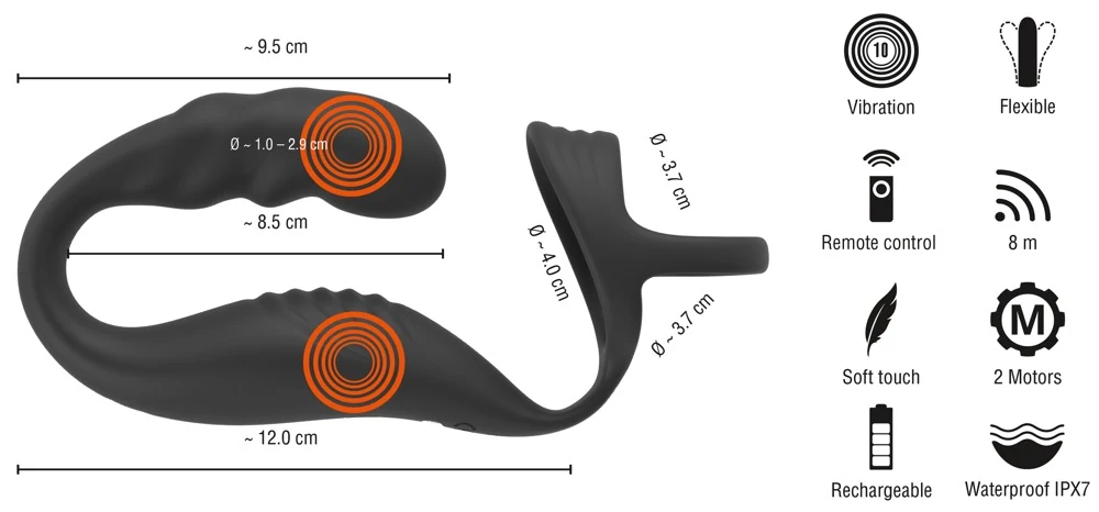 Cock ring met afstandsbediening en prostaatplug