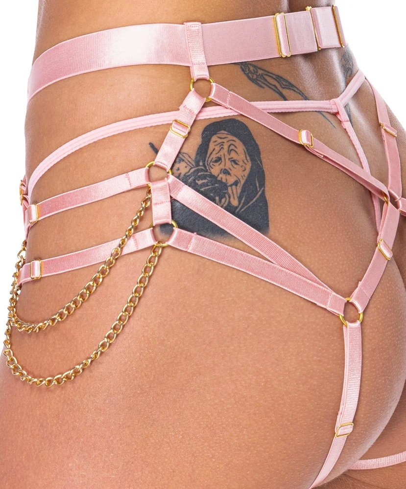 Bad Kitty harnasstring met ministring rosé
