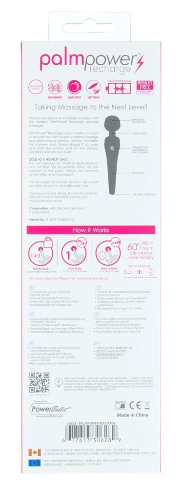 PalmPower oplaadbare massagestaaf waterproof