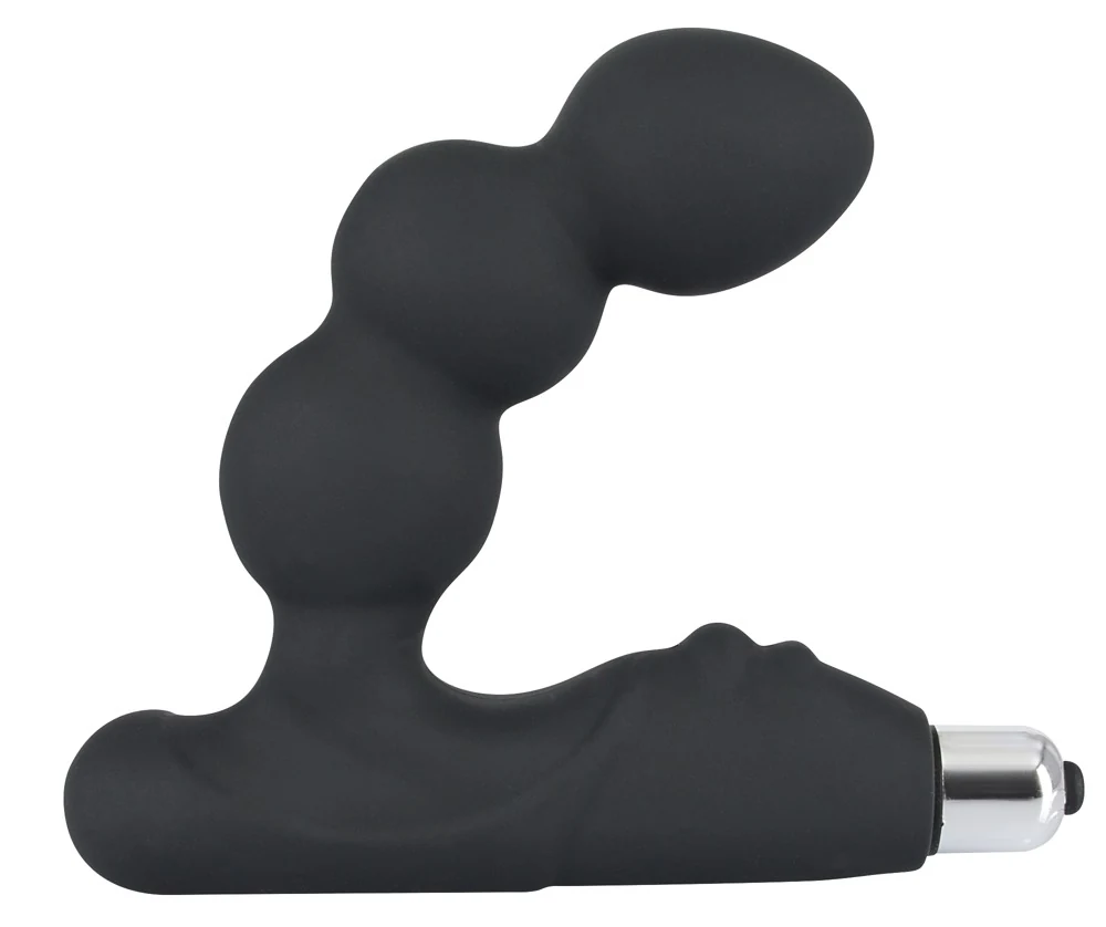 Zwarte prostaat vibrator met gebogen vorm