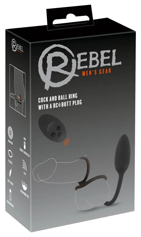 Rebel cockring met afstandsbediening en butt plug