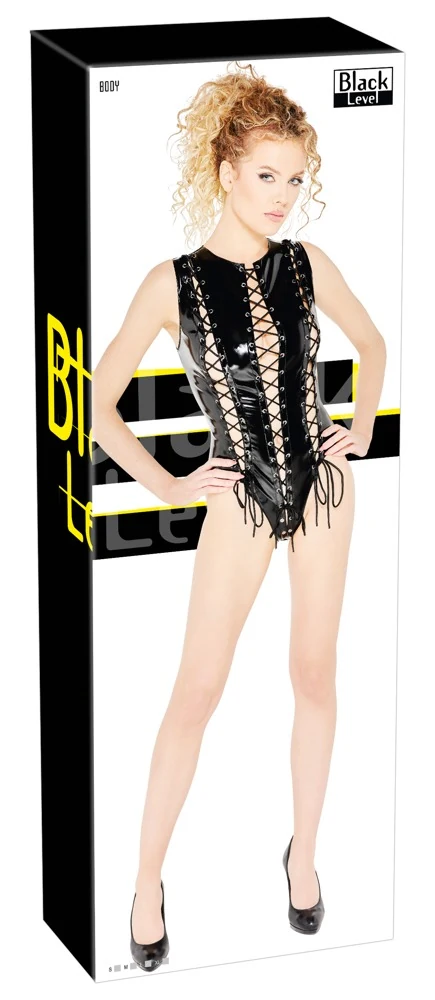 Black Level lak bodysuit met vetersluiting