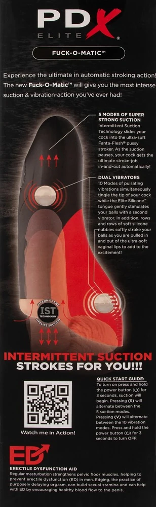 PDX Elite Fuck-O-Matic masturbator met testikelstimulator