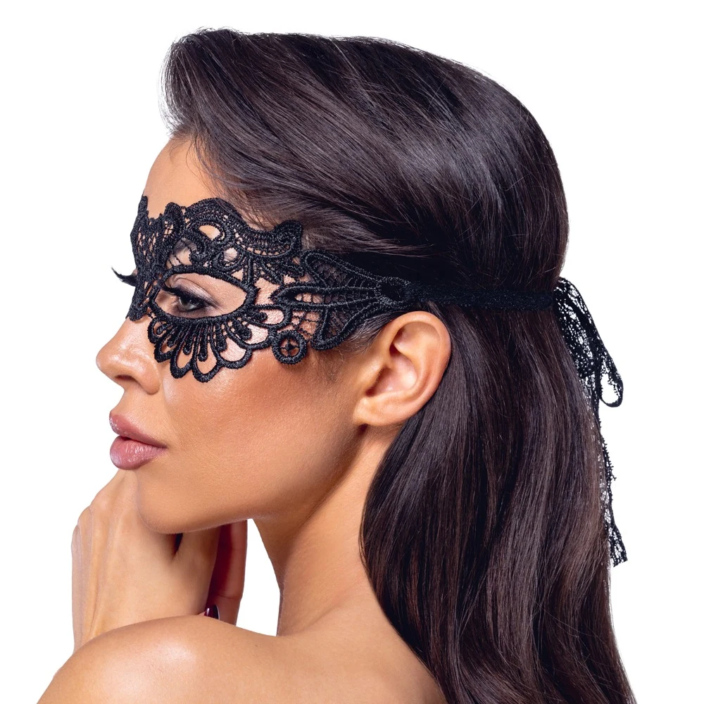 Zwart oogmasker met borduurwerk