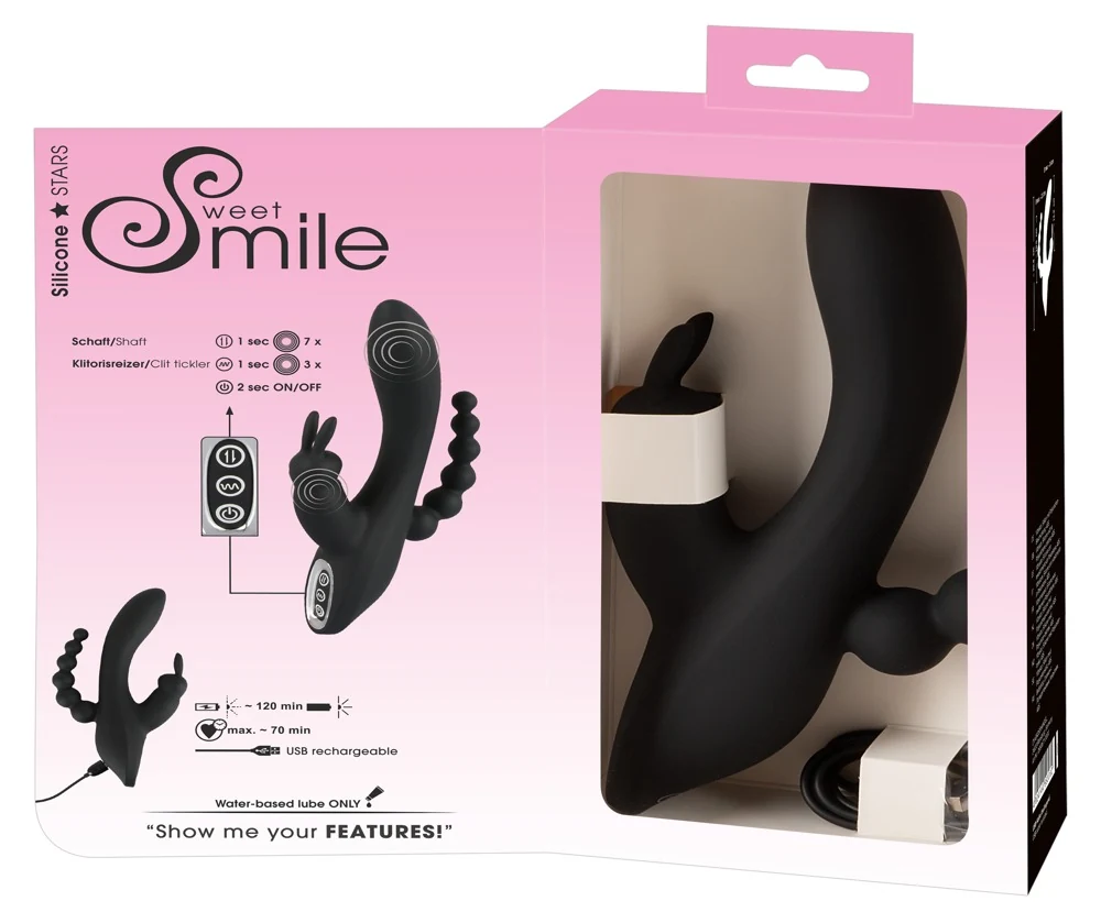 Rabbit vibrator met clitoris- en anusstimulator