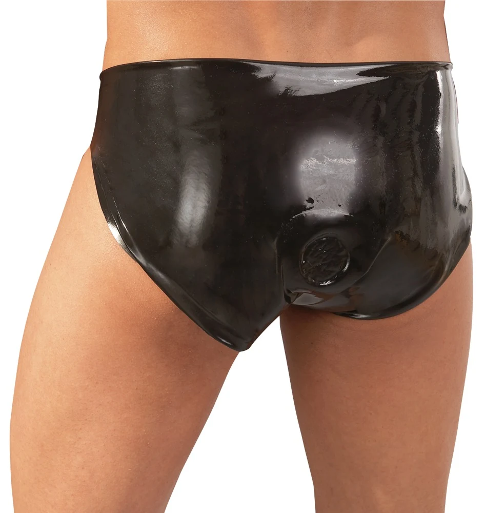 Latex slip met geïntegreerde anale dildo
