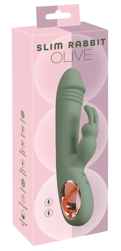 You2Toys Slim Rabbit Olive dubbele vibrator