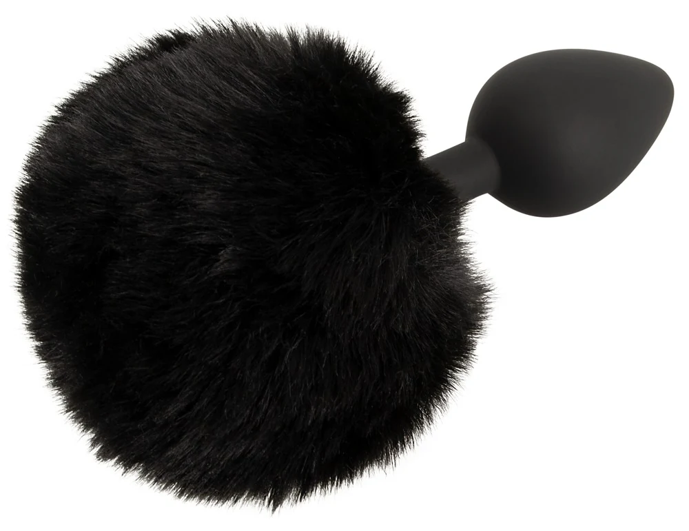 Anaalplug met zwarte bunny tail maat M