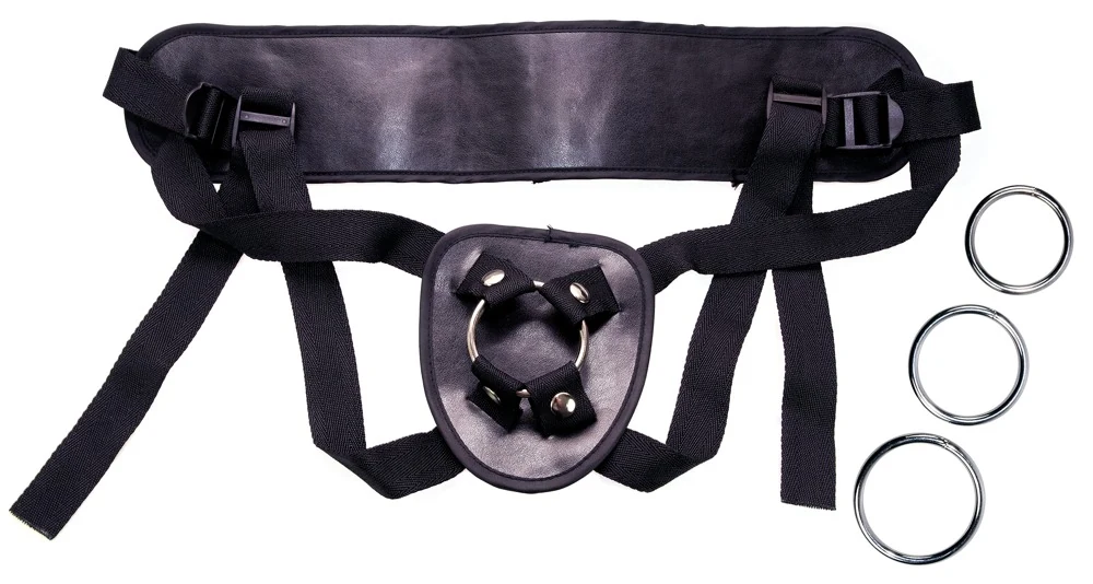 Imitatieleren harness met 3 verwisselbare ringen