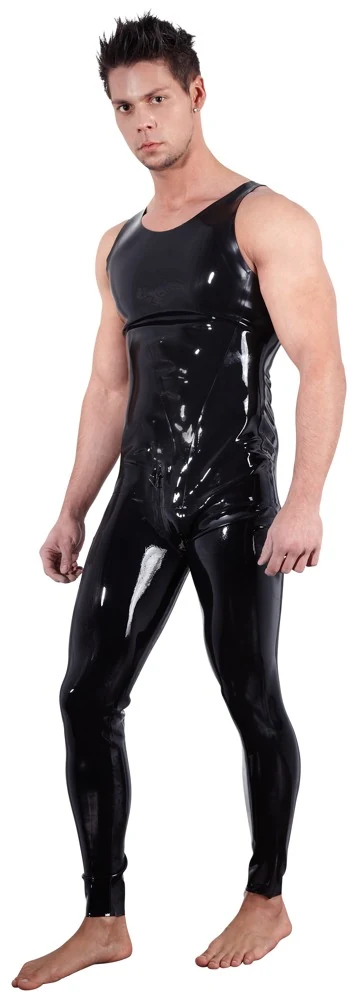 Latex jumpsuit met kruisrits