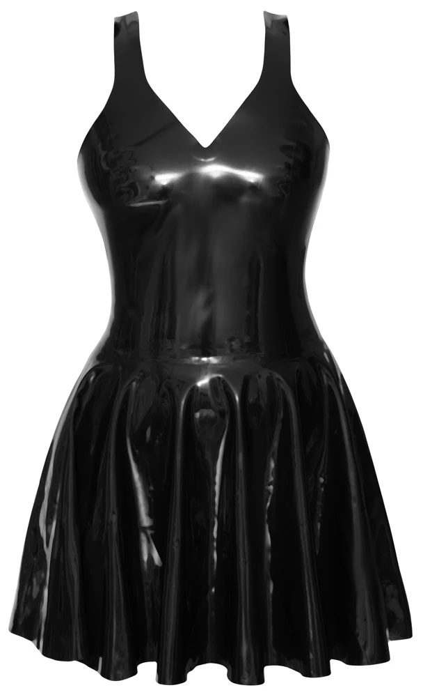 Zwart latex mini jurkje