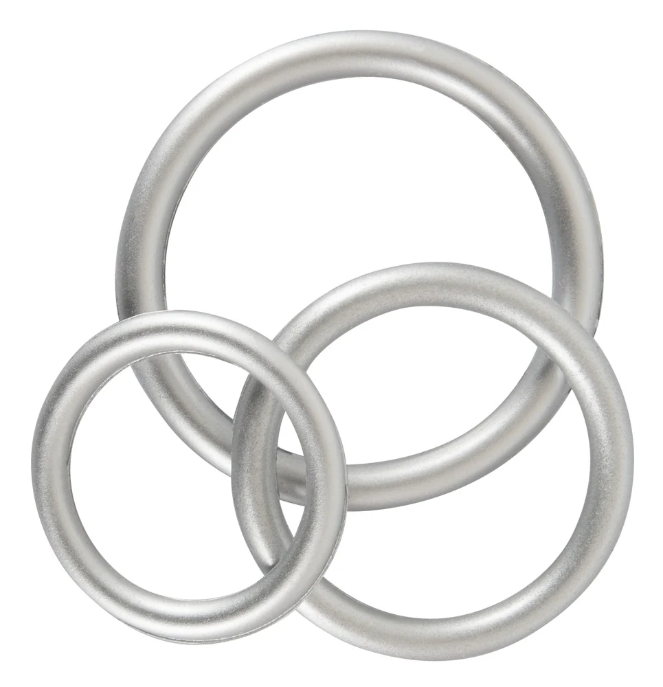 Set siliconen penisringen met metalen look