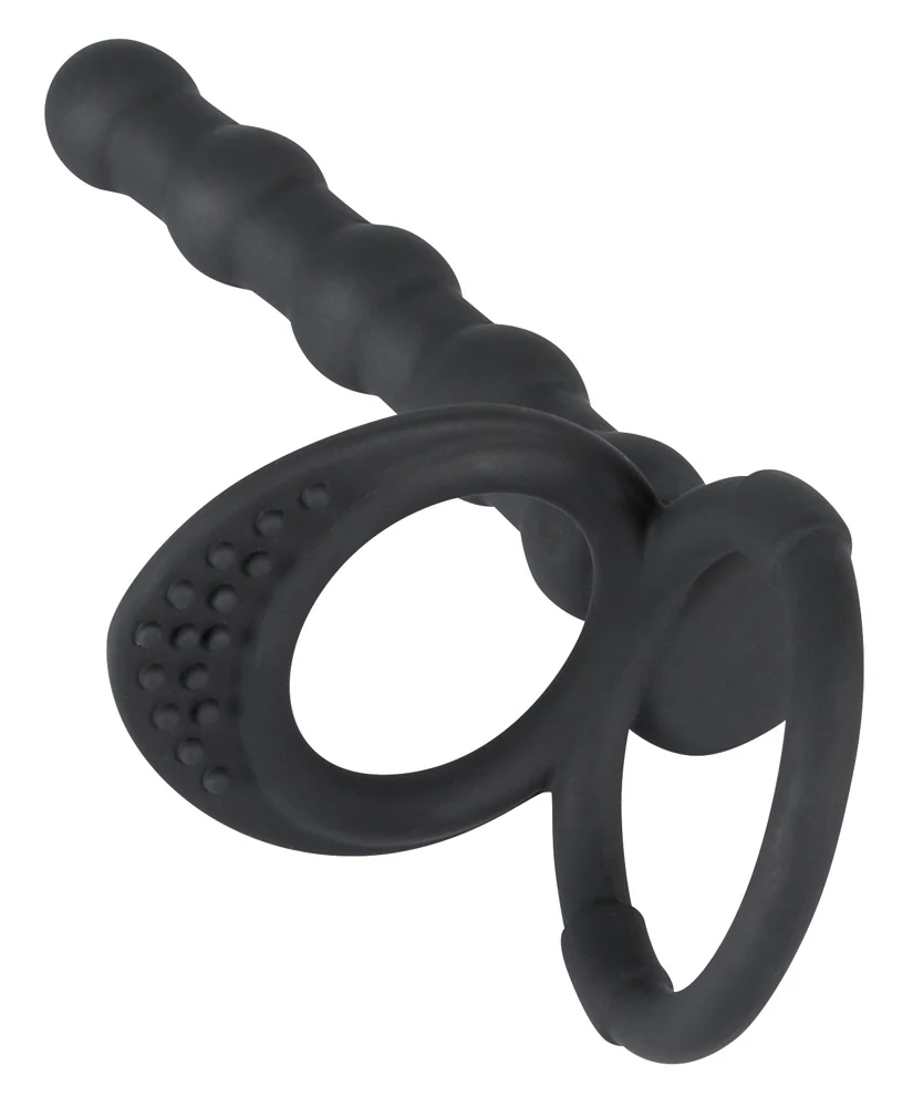 Penisring met anale dildo en clitorisnopjes