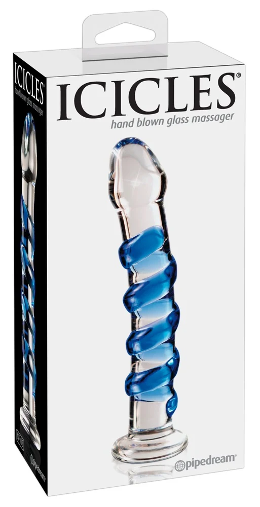 Handgemaakte glazen dildo met spiraal en standaard