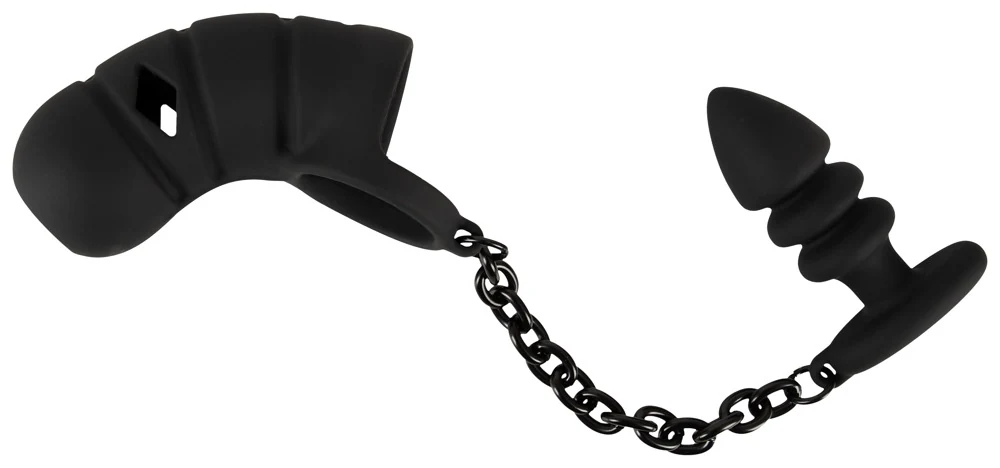 Peniskooi met buttplug en ketting