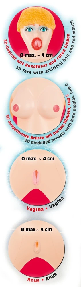 Blonde opblaasbare liefdespop van PVC 149 cm