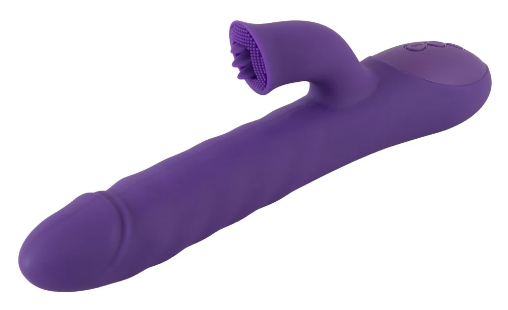Rabbit vibrator met rotatie en stuwende functie