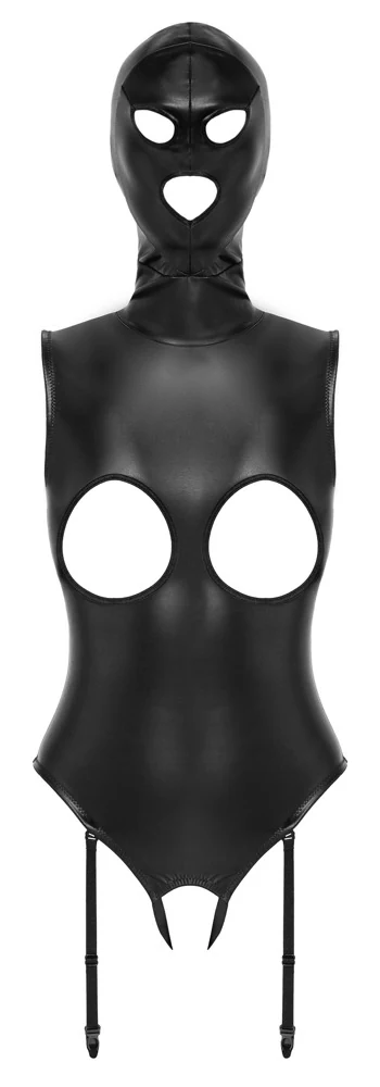 Bad Kitty ouvert jarretel body met masker
