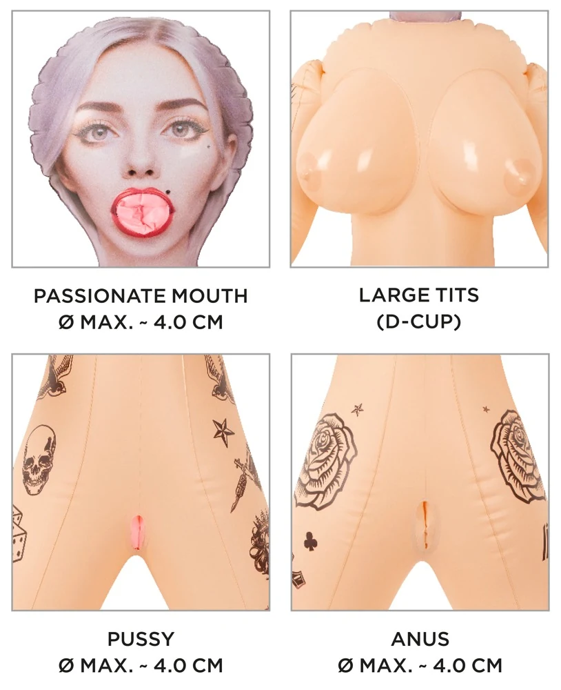 Naughty Dollz opblaasbare love doll met tattoos