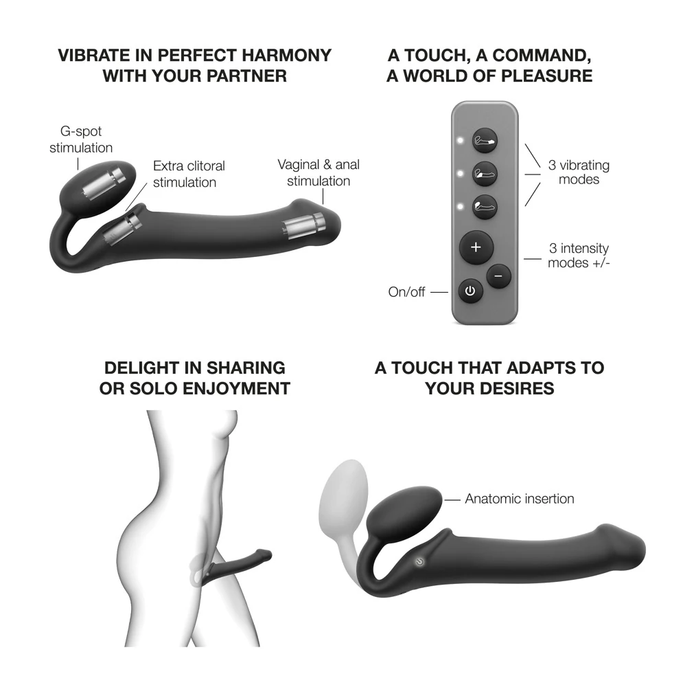 Vibrating Bendable Strap-On met 3 motoren