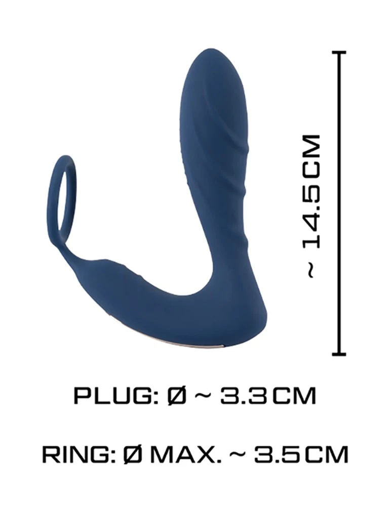 Oplaadbare penisring met perineumstimulator en anaalplug