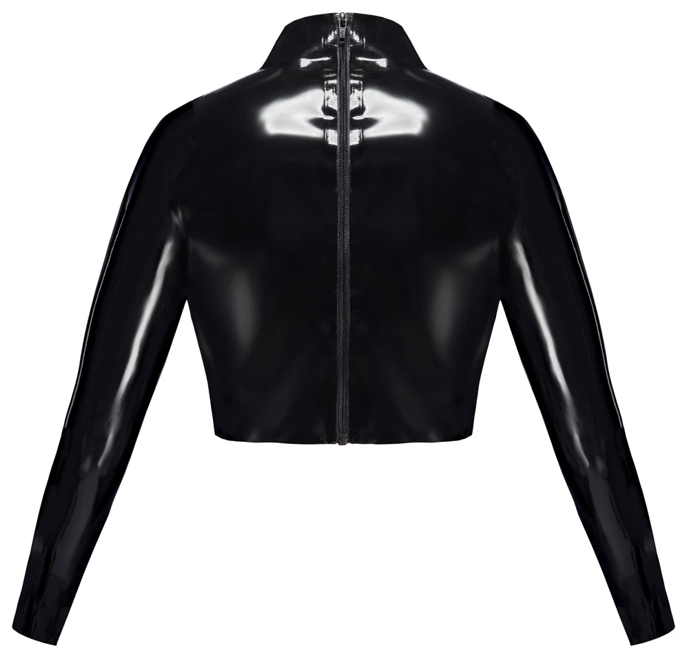 Latex crop top met open buste en rits