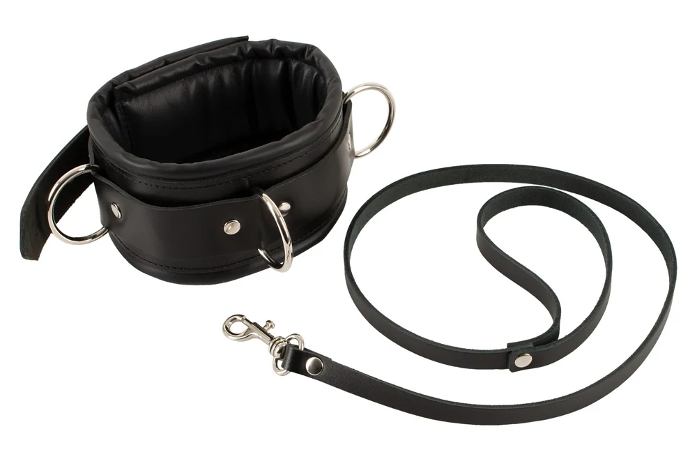 ZADO leren halsband met leiband en slot