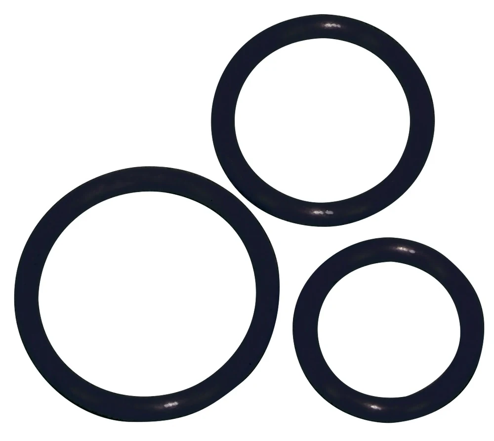 Set van 3 zwarte siliconen penisringen